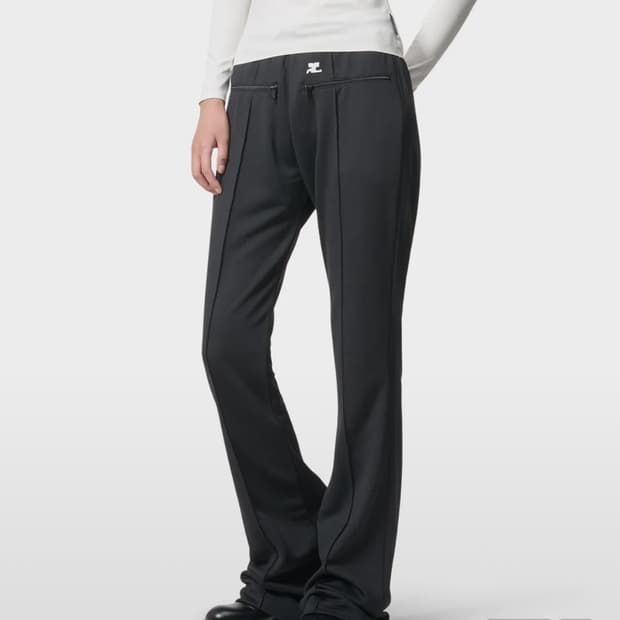 꾸레쥬 자수로고 인터락 조거 팬츠 블랙 S