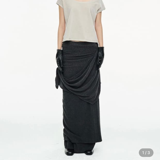 세릭 DRAPE LONG SKIRT / CHARCOAL