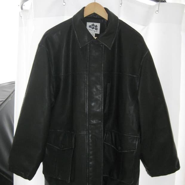 시눈 워싱 레더 하프 자켓