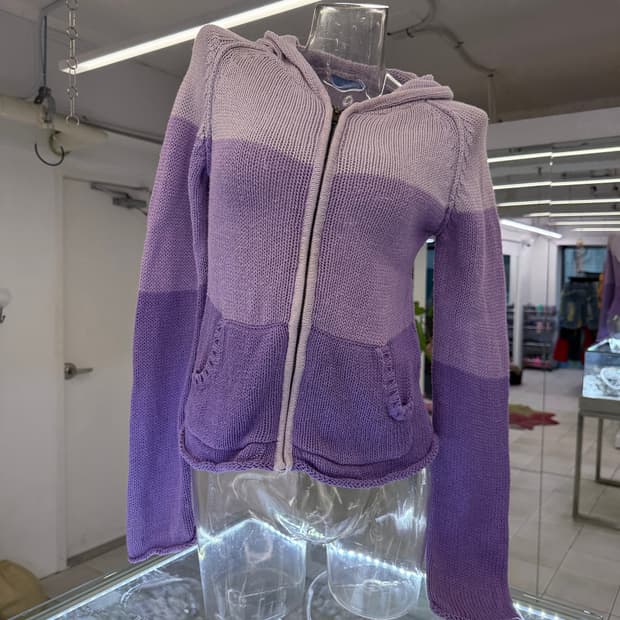 gradation knit hood zipup