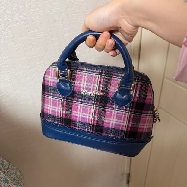 하트 체크 미니 핸드백 숄더백 빈티지 모리걸 니혼진 러블리
