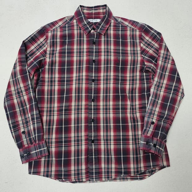 100 빈폴 남성 레드 체크 긴팔 셔츠