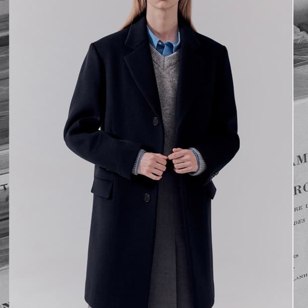 던스트 유니섹스 에센셜 울 싱글 코트 프렌치 네이비