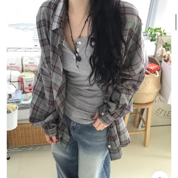 사쿠라프로젝트 루즈 핏 체크 셔츠