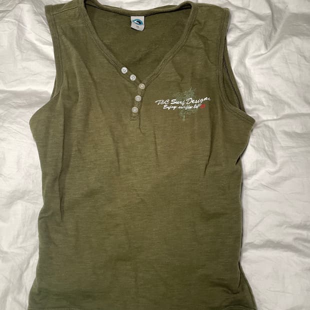 y2k khaki sleeveless 카키 프린팅 민소매 나시