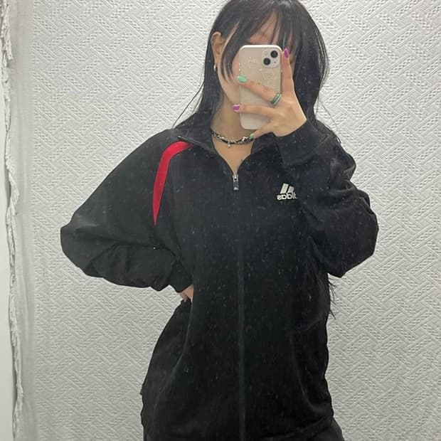 아디다스 스포티 백로고 배색 트랙탑 져지 집업 L C06776