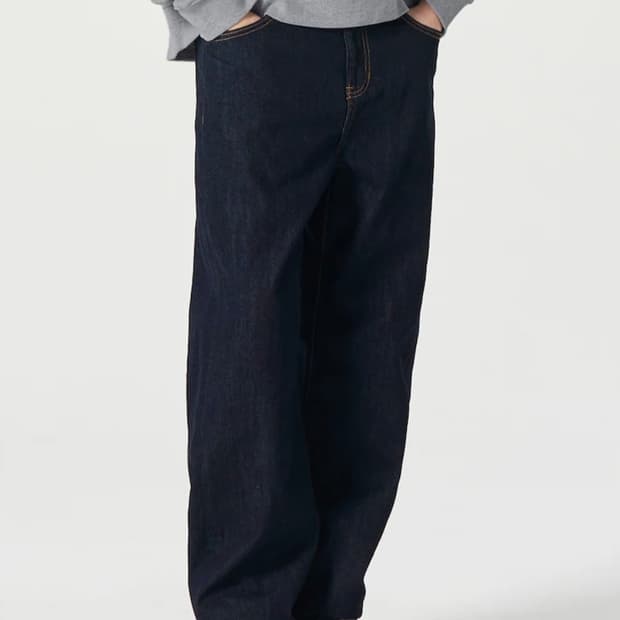 에잇세컨즈 세미와이드 생지 데님 팬츠