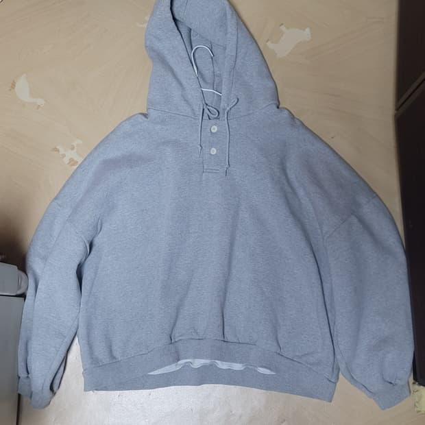 회색 가오리핏 후드티