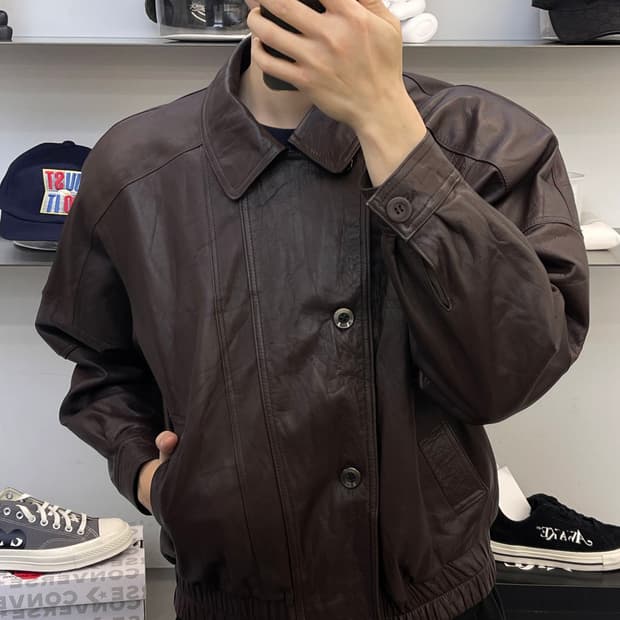 빈티지 90s 레더 커버 봄버 자켓