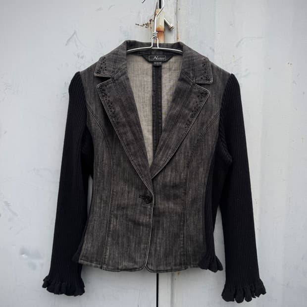 카라 니트데님 자켓