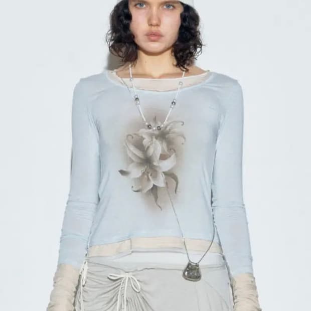 스컬프터 triple layered L/s tee pale blue