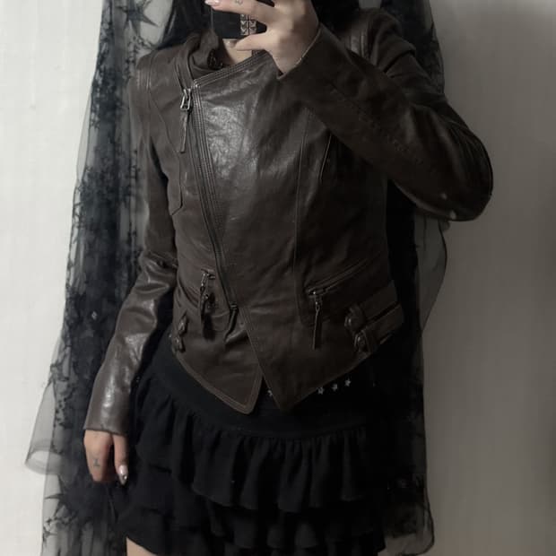 y2k 소가죽 바이커 자켓 