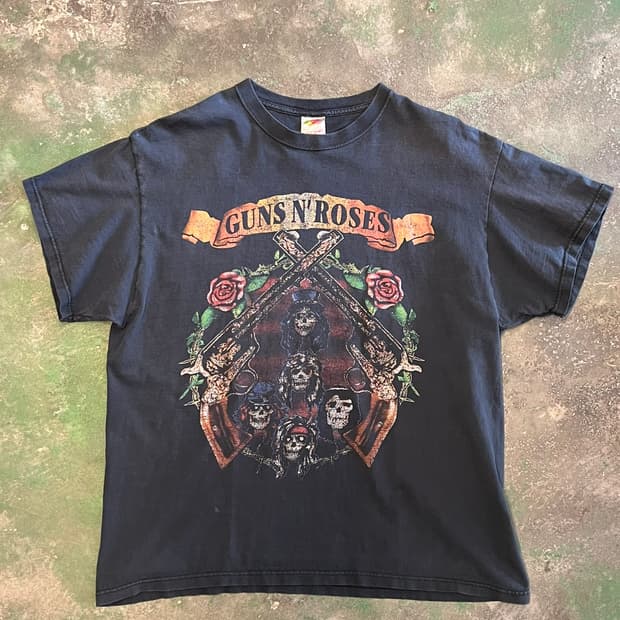 00's [XL] 빈티지 건즈앤로지스 바이커 밴드티 프룻오브더룸 페이딩