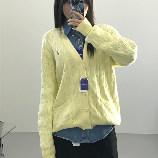  폴로랄프로렌 옐로우 니트가디건