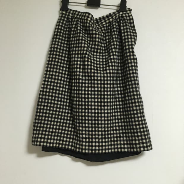 일제 빈티니 체크 미디 스커트 