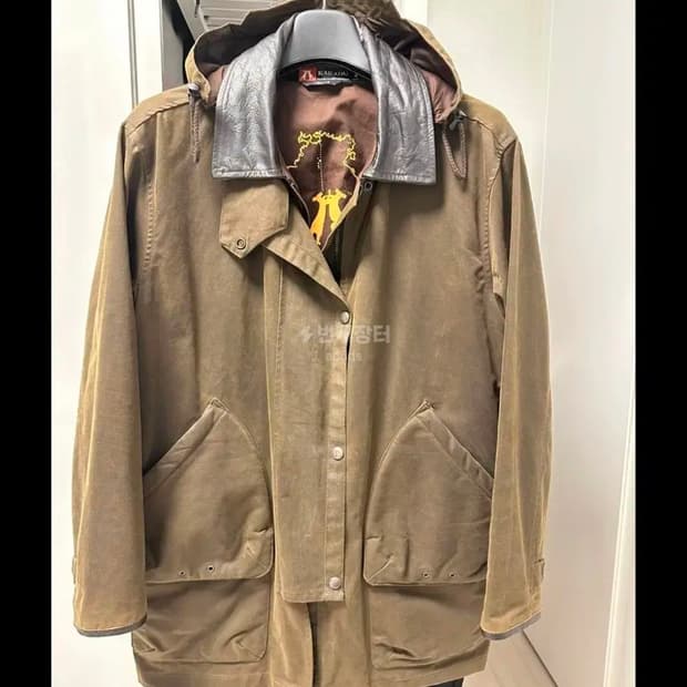 카카두 가죽카라 왁스자켓 바버자켓(S, 실사이즈 105)