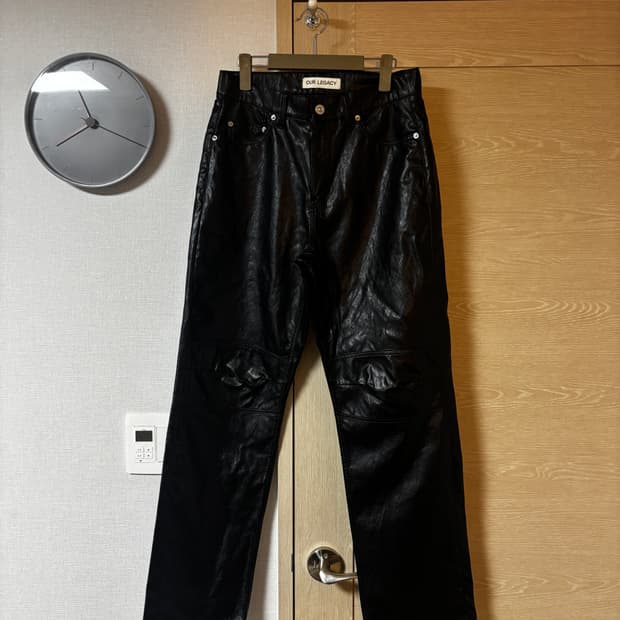 택포/S급) 아워레가시 포멀 모토컷 케이지안 블랙 페이크 레더 팬츠