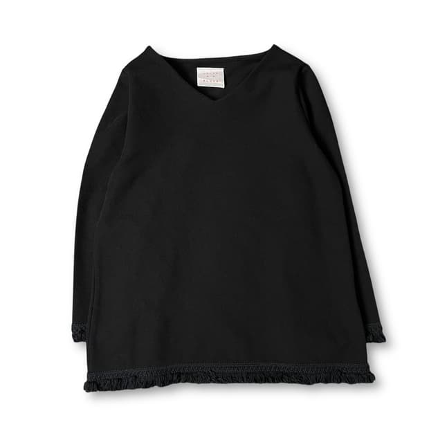 센스오브플레이스 블랙 브이넥 폴리 7부 니트 