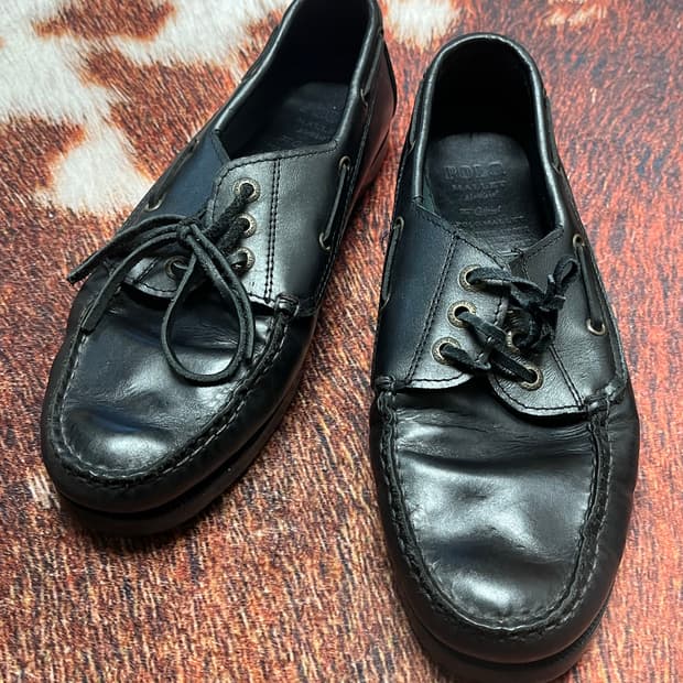 [10W] 폴로 랄프로렌 레더 보트슈즈 블랙