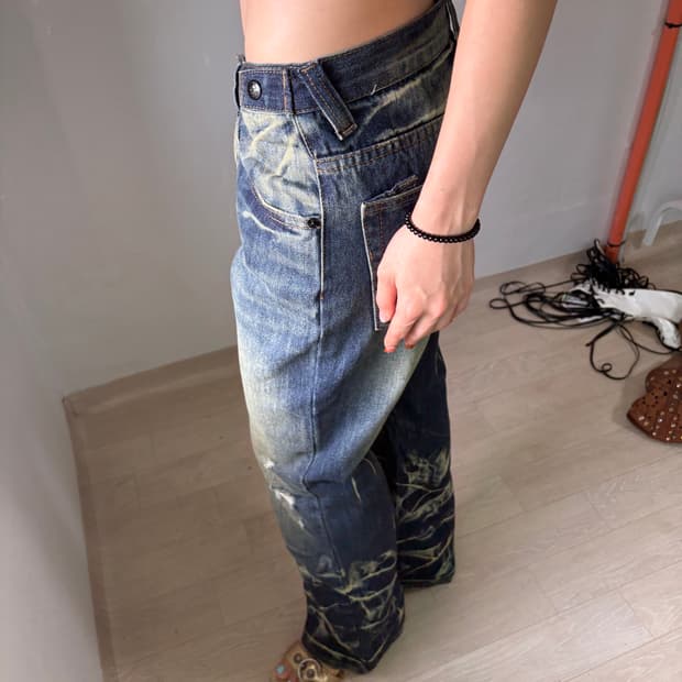 워싱 데님 팬츠