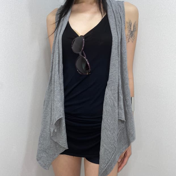 Draped Cardigan Vest