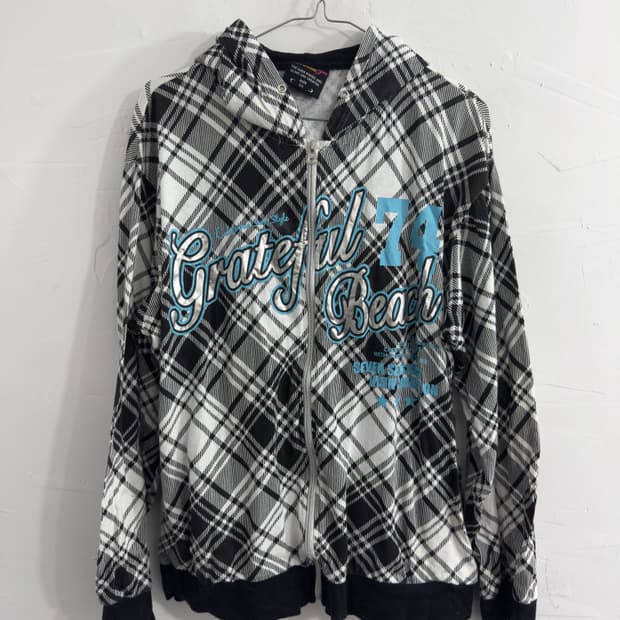 y2k check hood zipup