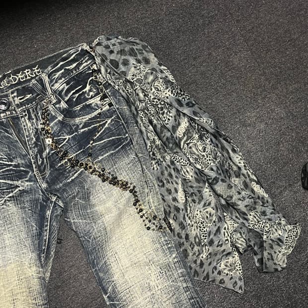 Punk leopard Grey scarf
