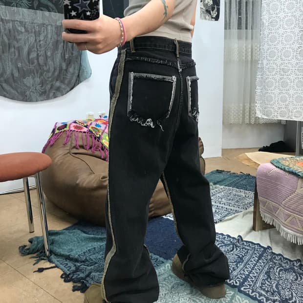 gateless 절개 디테일 흑청 데님팬츠