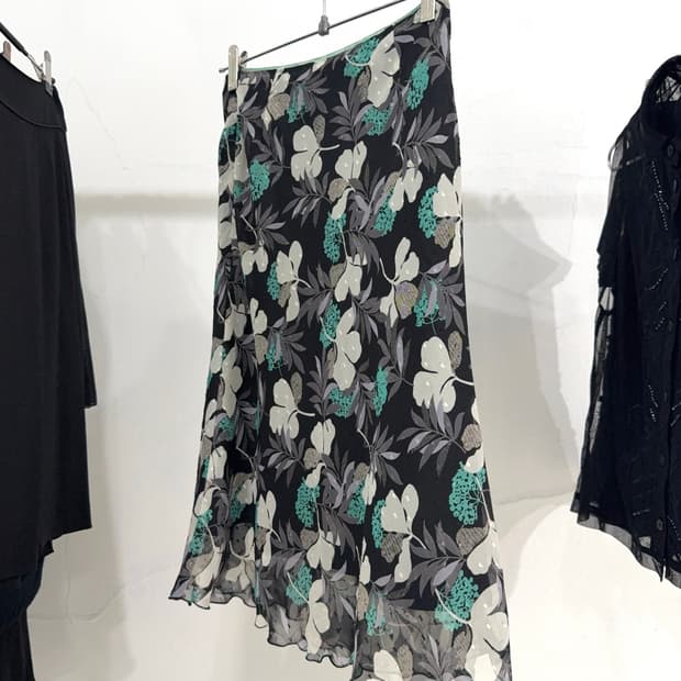 Black Mint Sheer Midi Skirt