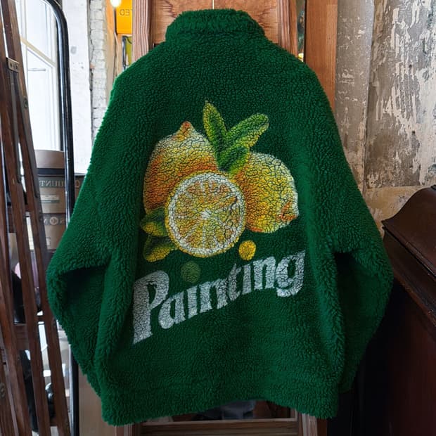 더블렛 핸드페인팅 Faux 시어링 자켓