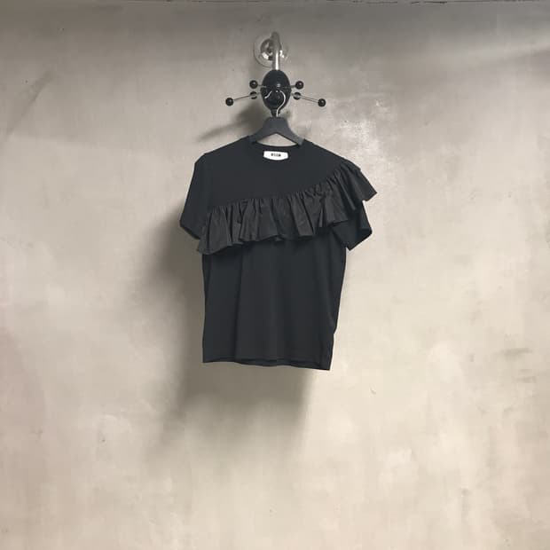MSGM 블랙 프릴 반팔 티셔츠 XS(W)