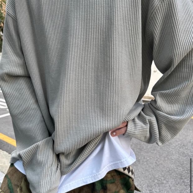 [OS]언타이틀드 아이딜 와플 롱슬리브 세이지그린