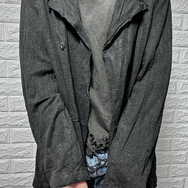 엠포리오 아르마니 매트 라인 인사이드 아웃 니트 카라 자켓