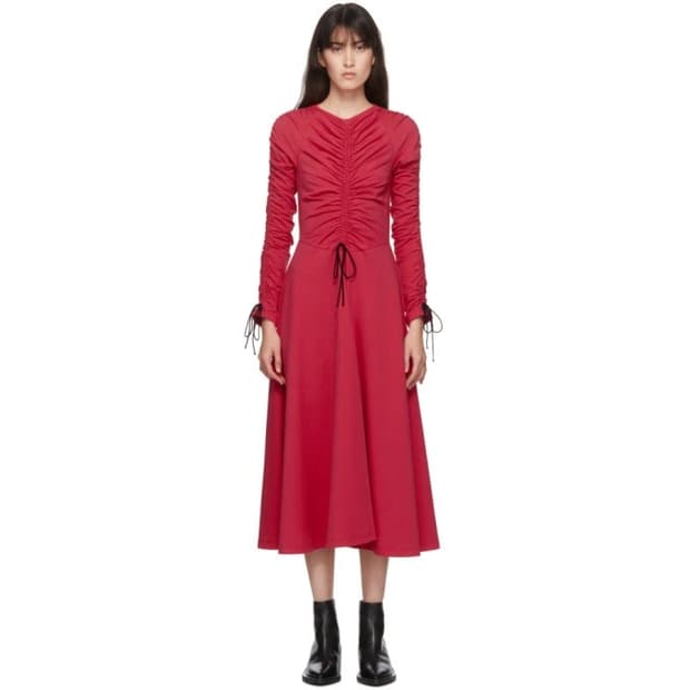 몰리 고다드 Molly Goddard 핑크 드레이핑 롱 원피스 S 센스익