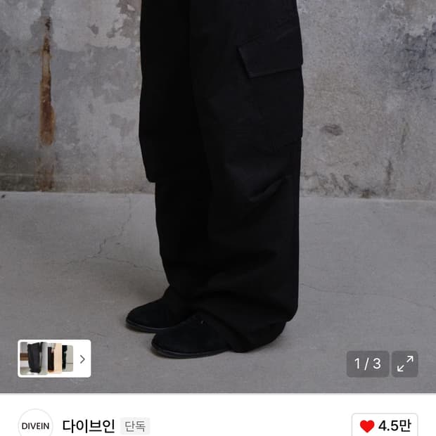 다이브인 카고팬츠 1사이즈