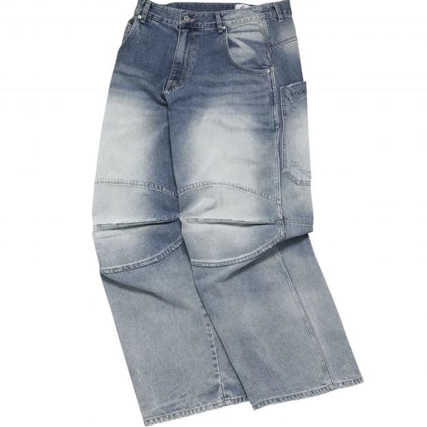 MJD 3d knee denim pants blue
