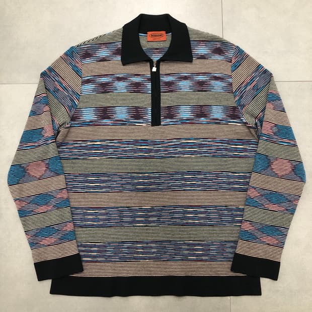 미쏘니 missoni 이태리 반집업 긴팔 카라 니트 스웨터 50