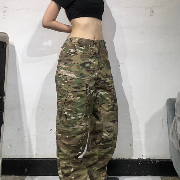 빈티지 베이지 카모 카고 와이드 팬츠 XL
