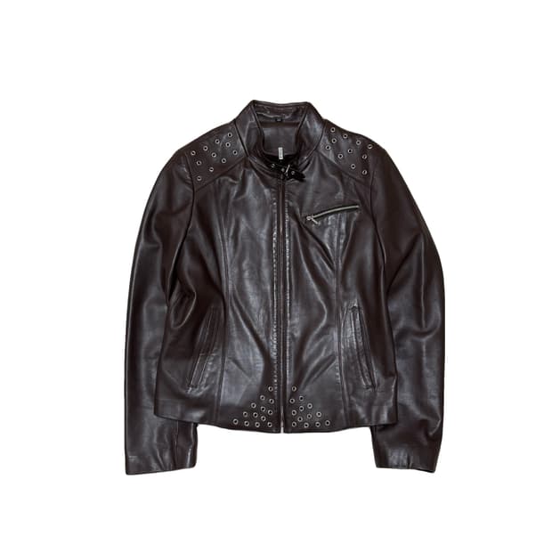 빈티지 브라운 양가죽 라이더 자켓