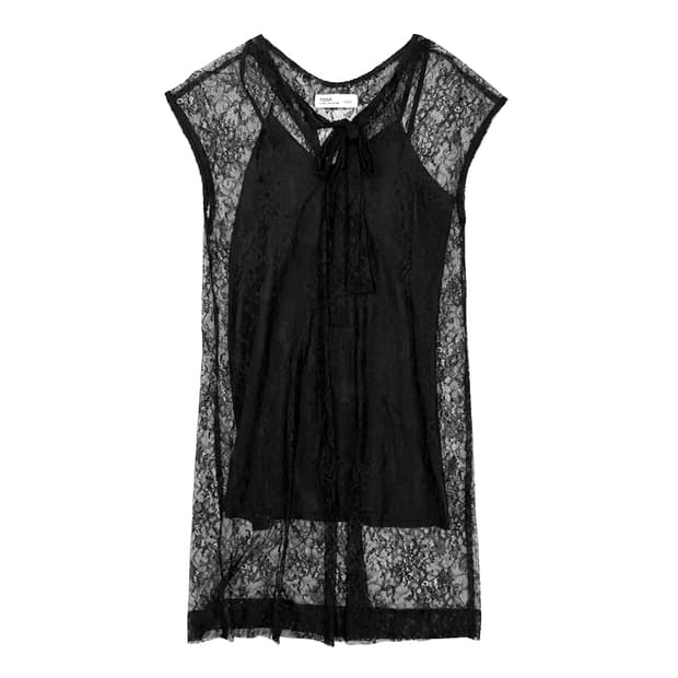Toga Lace Sheer Layered Top/ Os