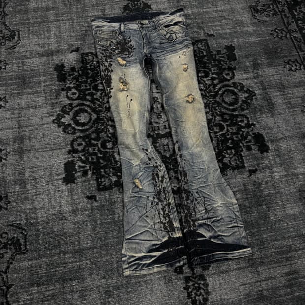 Agate 00s lame coating whisker denim pan