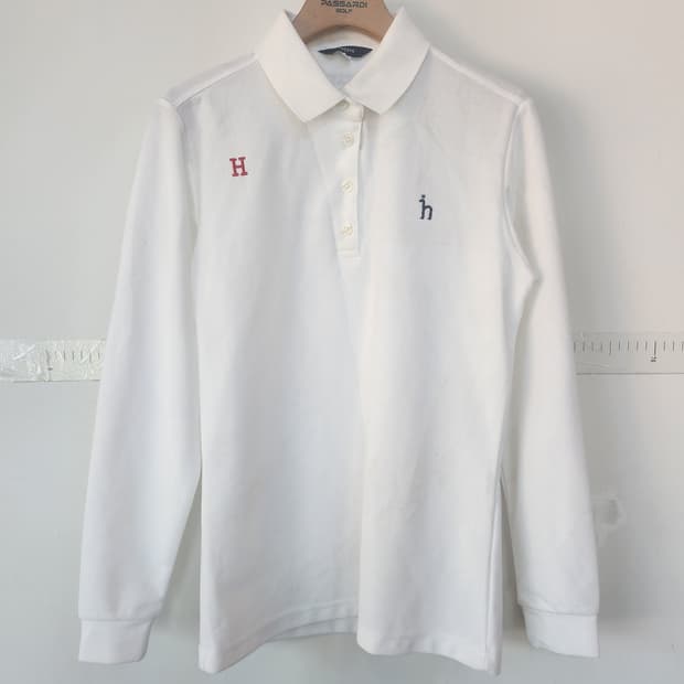 헤지스 화이트 긴팔 폴로티