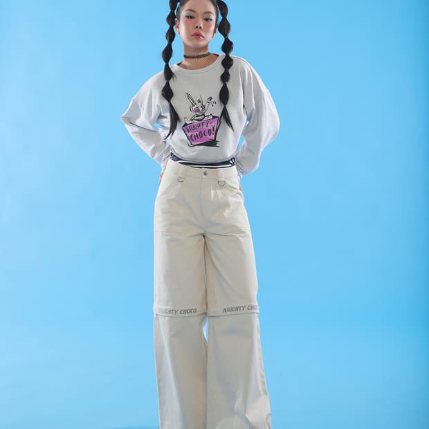 노티초코 투웨이 와이드 블록 팬츠