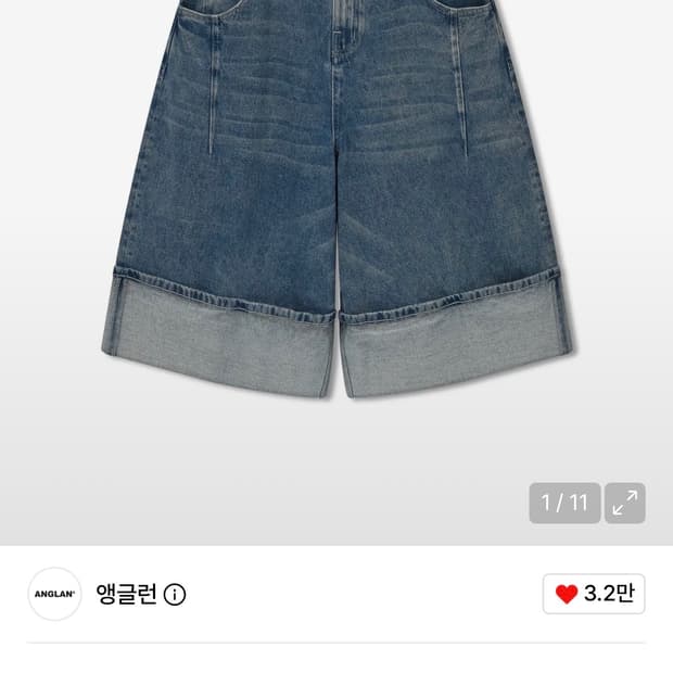 앵글런 Turn-up Washed Denim Half Pants OS