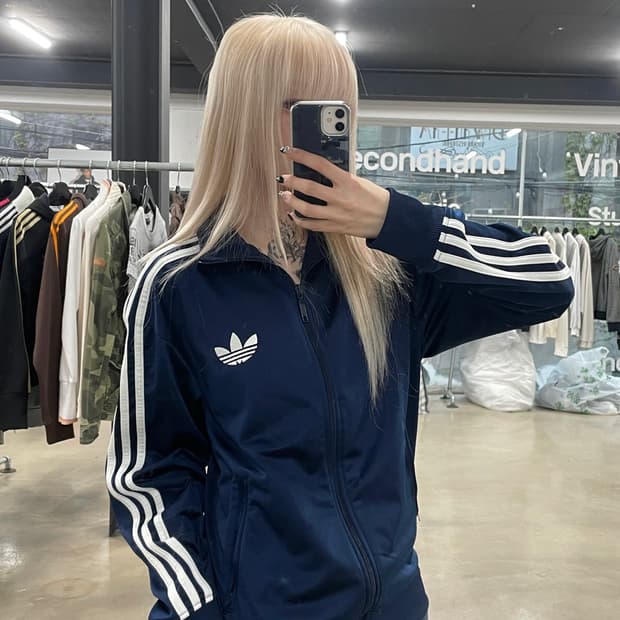 아디다스 파이어버드 트랙탑 져지 집업 네이비