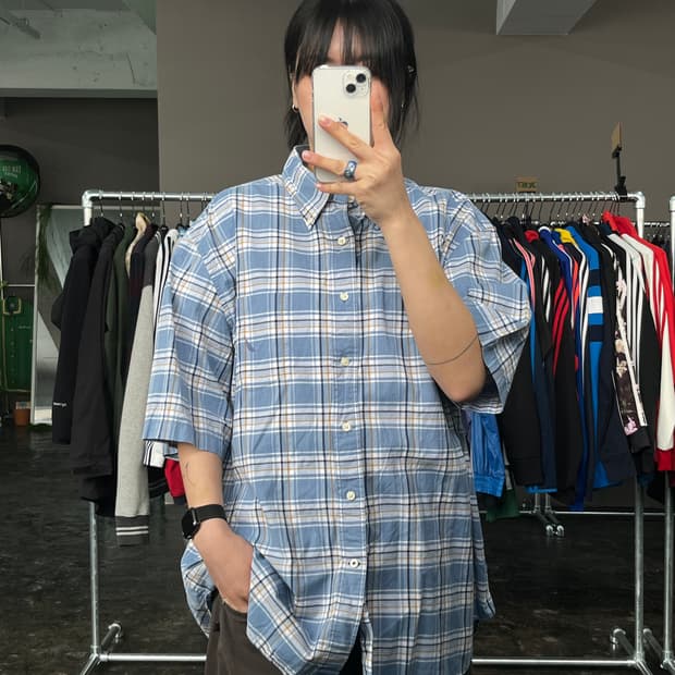 노티카 체크 반팔 셔츠