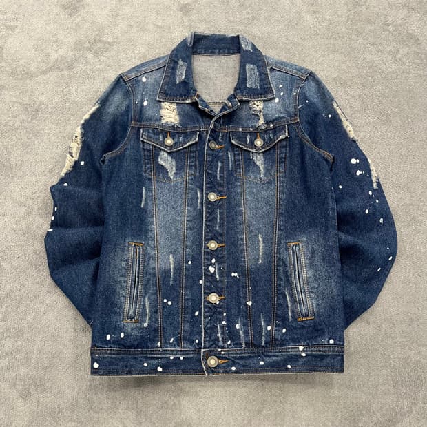 L 빈티지 데미지 워싱 데님 청자켓