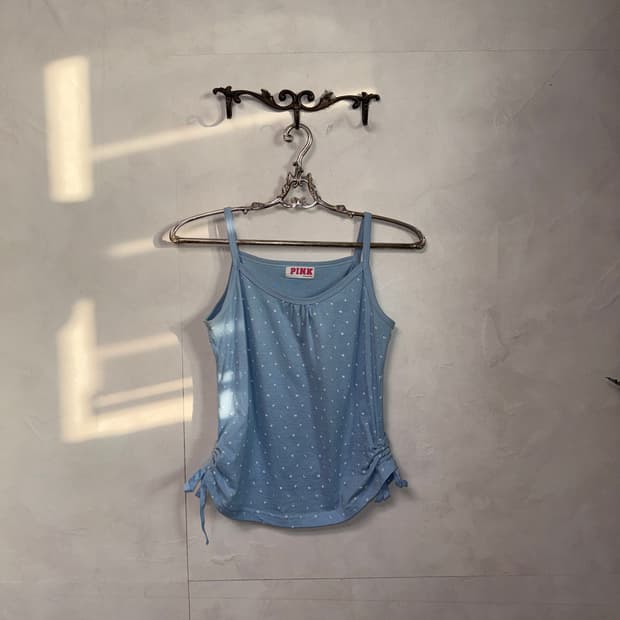 Pink mute blue side shirring sleeveless