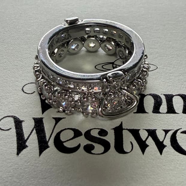 비비안웨스트우드 아카이브 크리스탈 큐빅 orb 2단 레이어링 반지