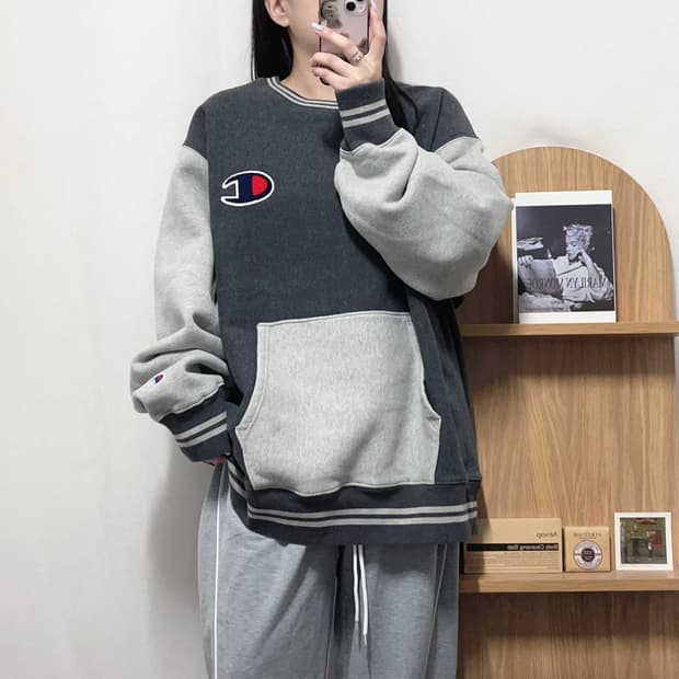 [정품] 챔피온 챠콜그레이 기모 맨투맨 [ 2XL ]